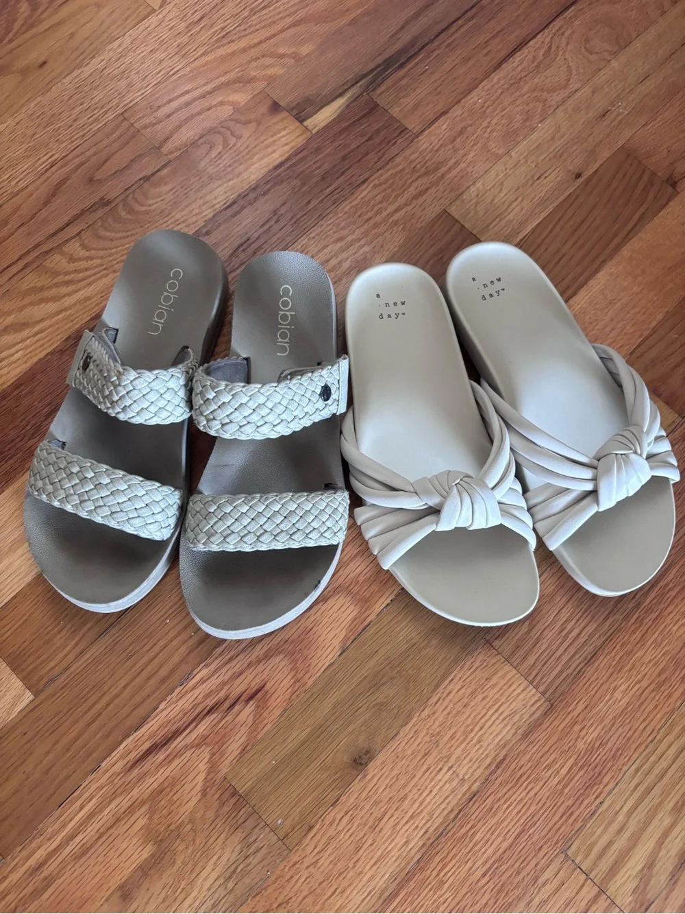 Cobian Women's Cream Braided & Knotted Slide and A New Day Sandal Duo